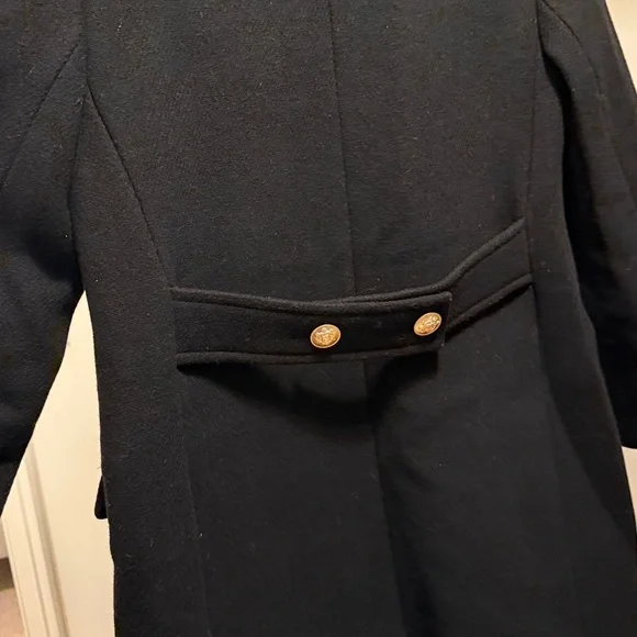 J. Crew Black Pea Coat with Gold Accents - Picture 6 of 6